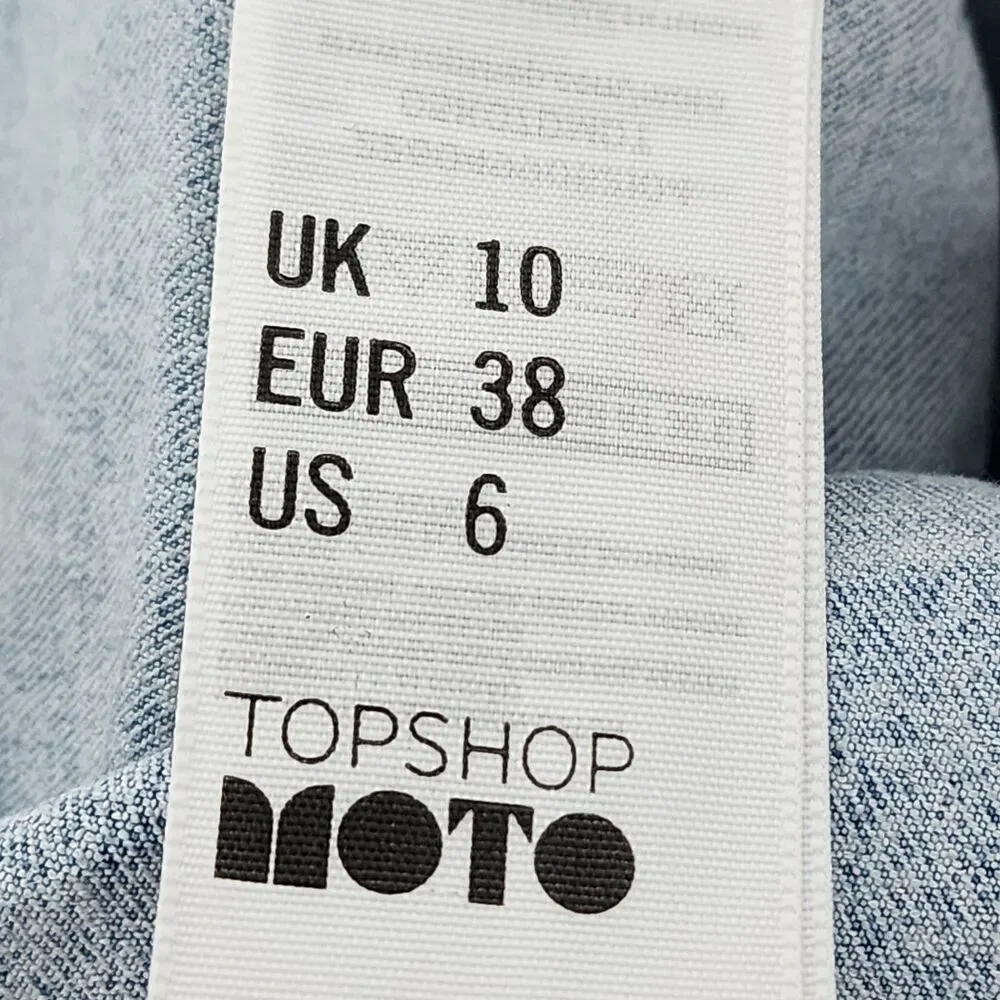 Topshop Moto Stretch Denim Mini Skirt Bodycon Light Acid Wash Size 28 US 6 UK 10
